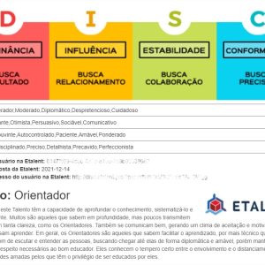 Pack com 50 Testes de Perfil Comportamental DISC Resumo - E-Talent